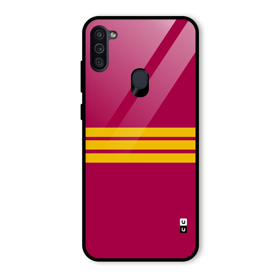 Horizontal Sports Stripes Glass Back Case for Galaxy M11