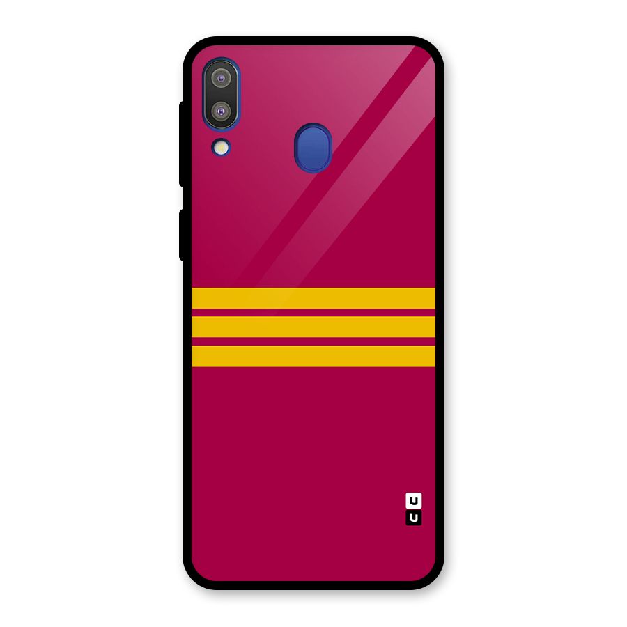 Horizontal Sports Stripes Glass Back Case for Galaxy M20