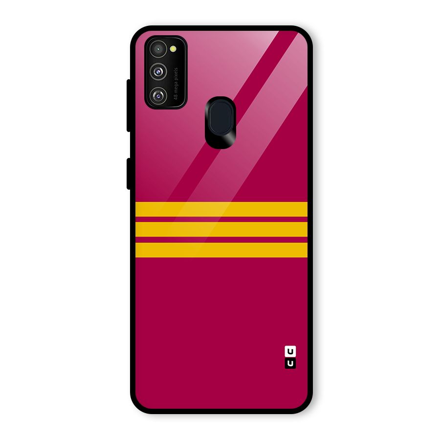Horizontal Sports Stripes Glass Back Case for Galaxy M30s