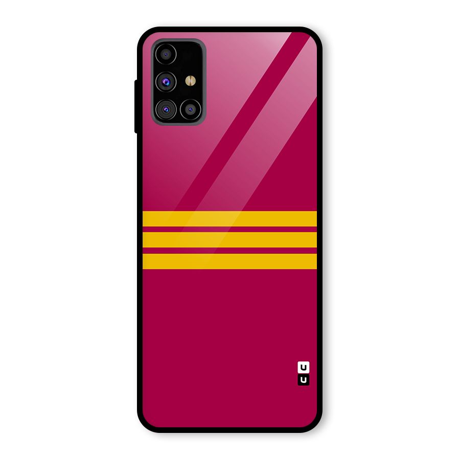 Horizontal Sports Stripes Glass Back Case for Galaxy M31s