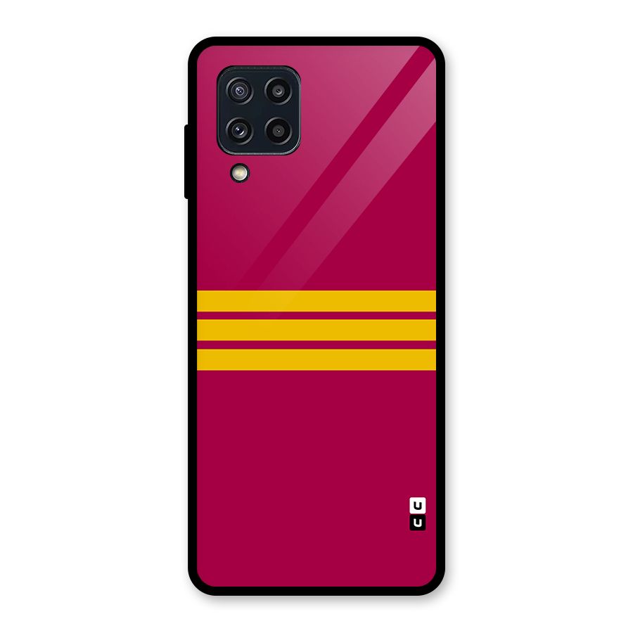 Horizontal Sports Stripes Glass Back Case for Galaxy M32