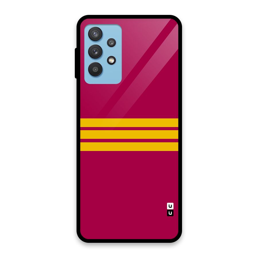 Horizontal Sports Stripes Glass Back Case for Galaxy M32 5G