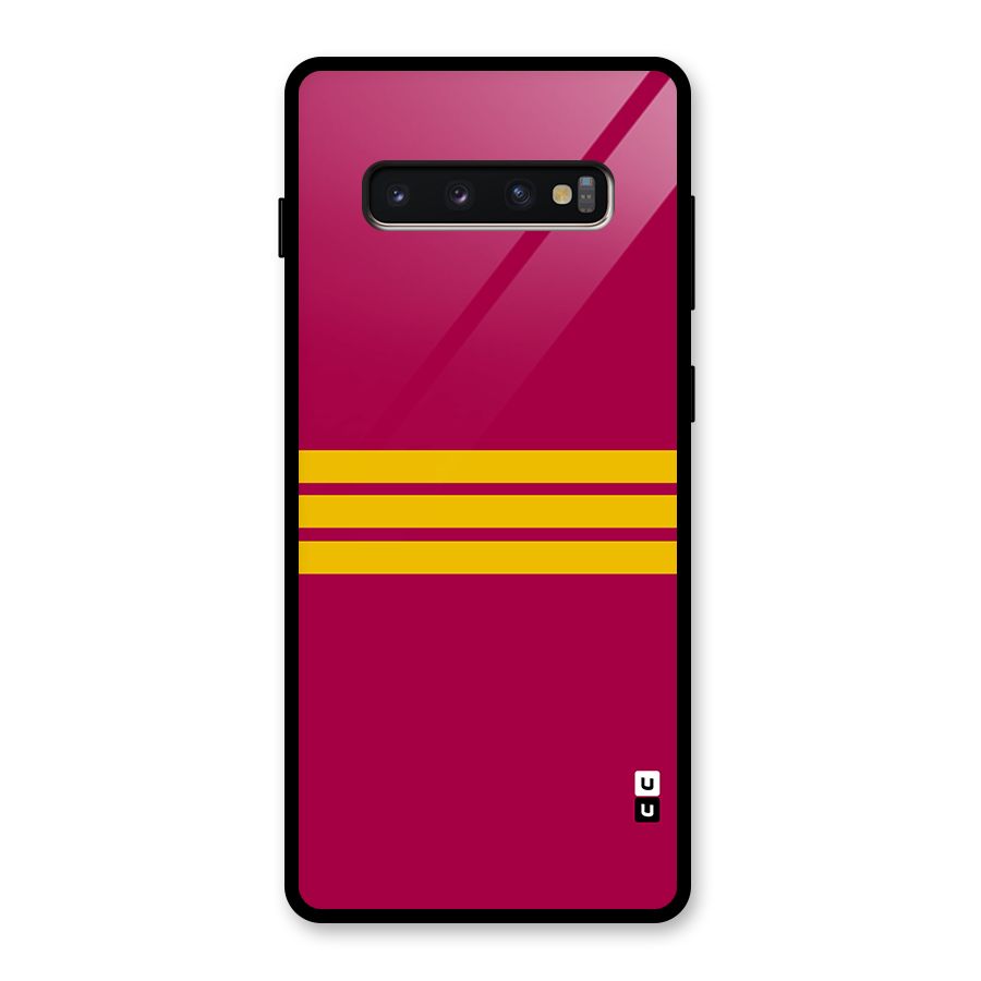 Horizontal Sports Stripes Glass Back Case for Galaxy S10 Plus