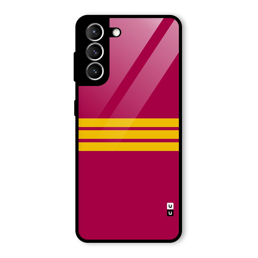 Horizontal Sports Stripes Glass Back Case for Galaxy S21 5G