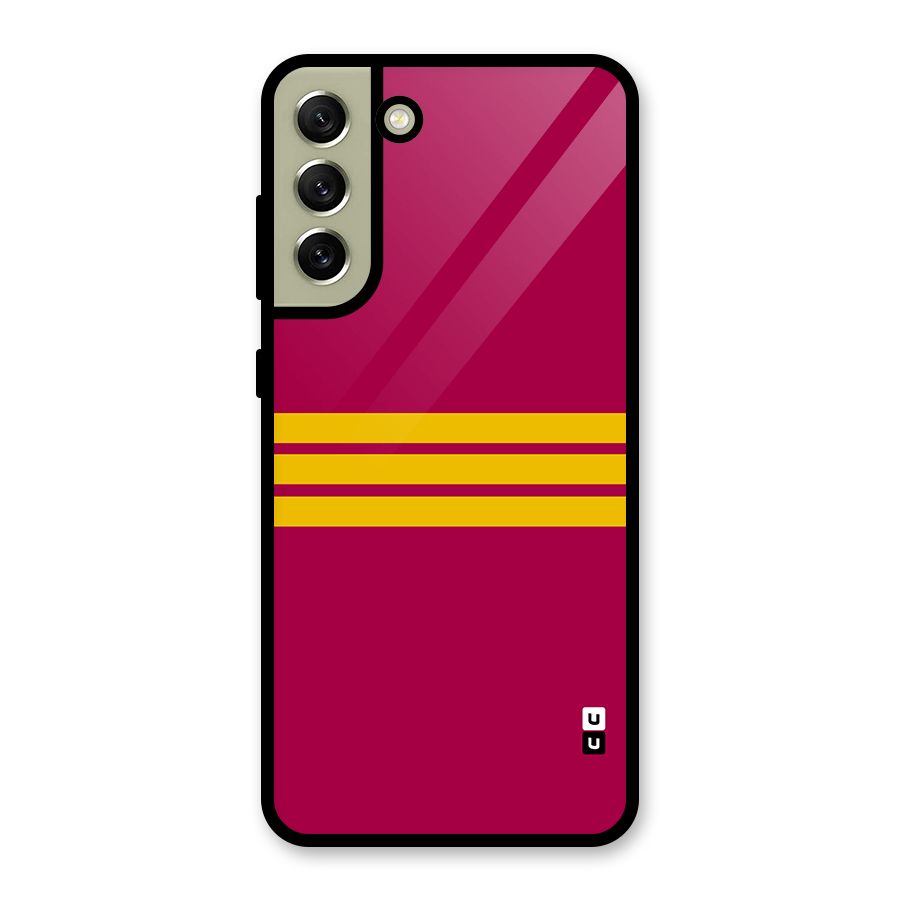 Horizontal Sports Stripes Glass Back Case for Galaxy S21 FE 5G