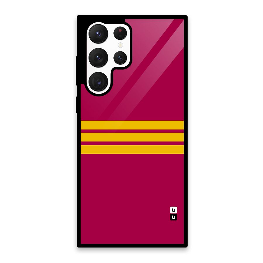 Horizontal Sports Stripes Glass Back Case for Galaxy S22 Ultra 5G