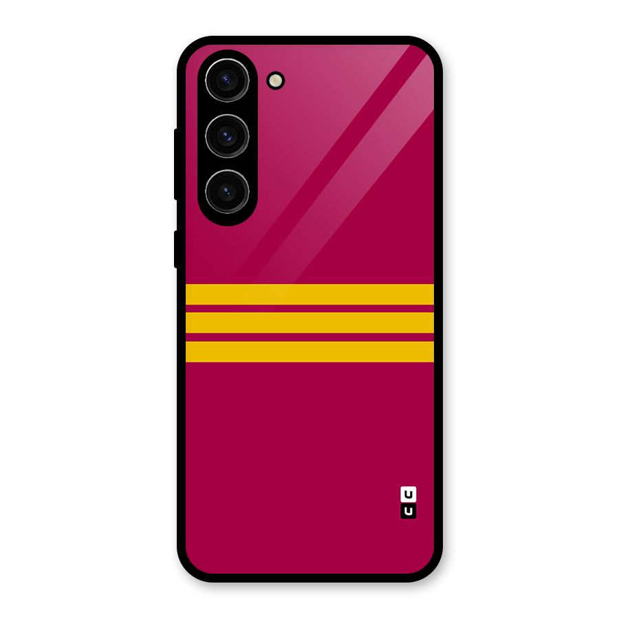 Horizontal Sports Stripes Glass Back Case for Galaxy S23 Plus