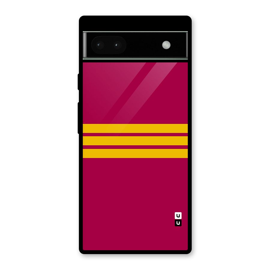 Horizontal Sports Stripes Glass Back Case for Google Pixel 6a