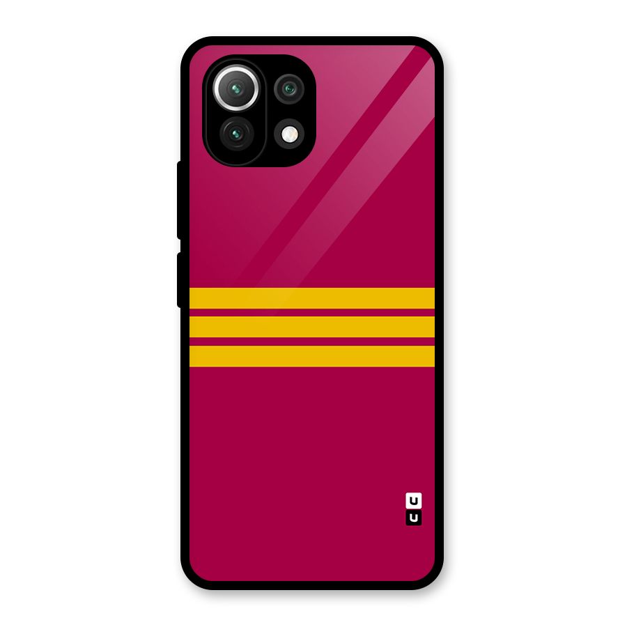 Horizontal Sports Stripes Glass Back Case for Mi 11 Lite NE 5G