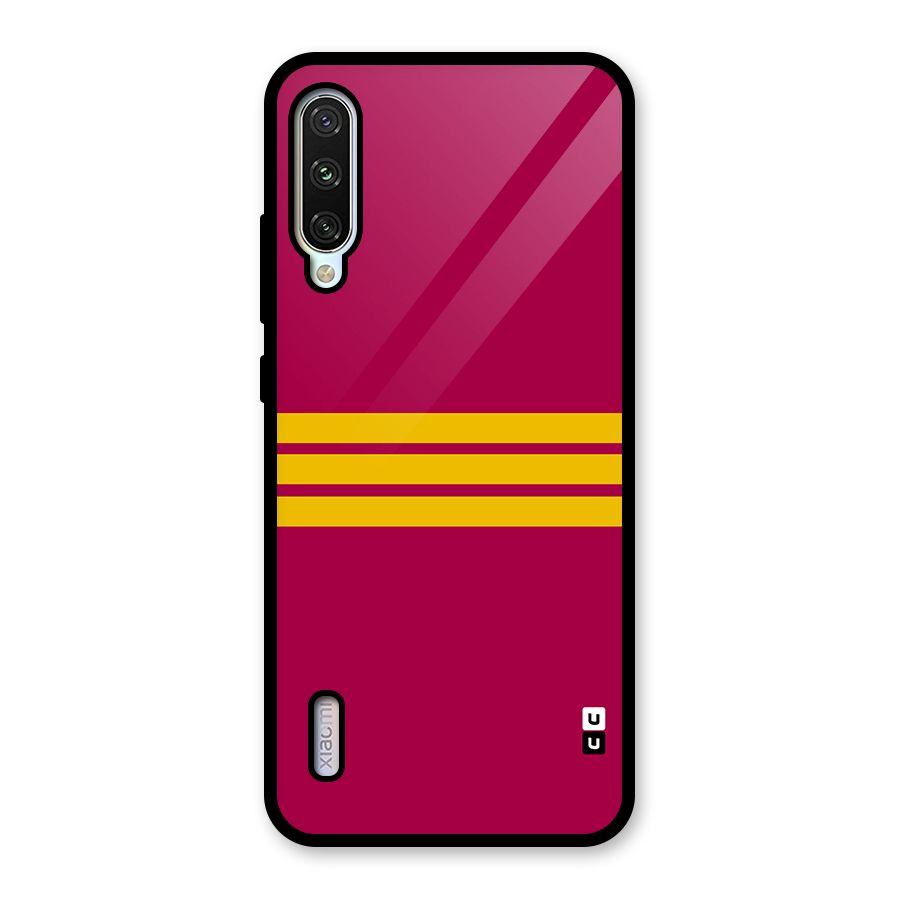 Horizontal Sports Stripes Glass Back Case for Mi A3