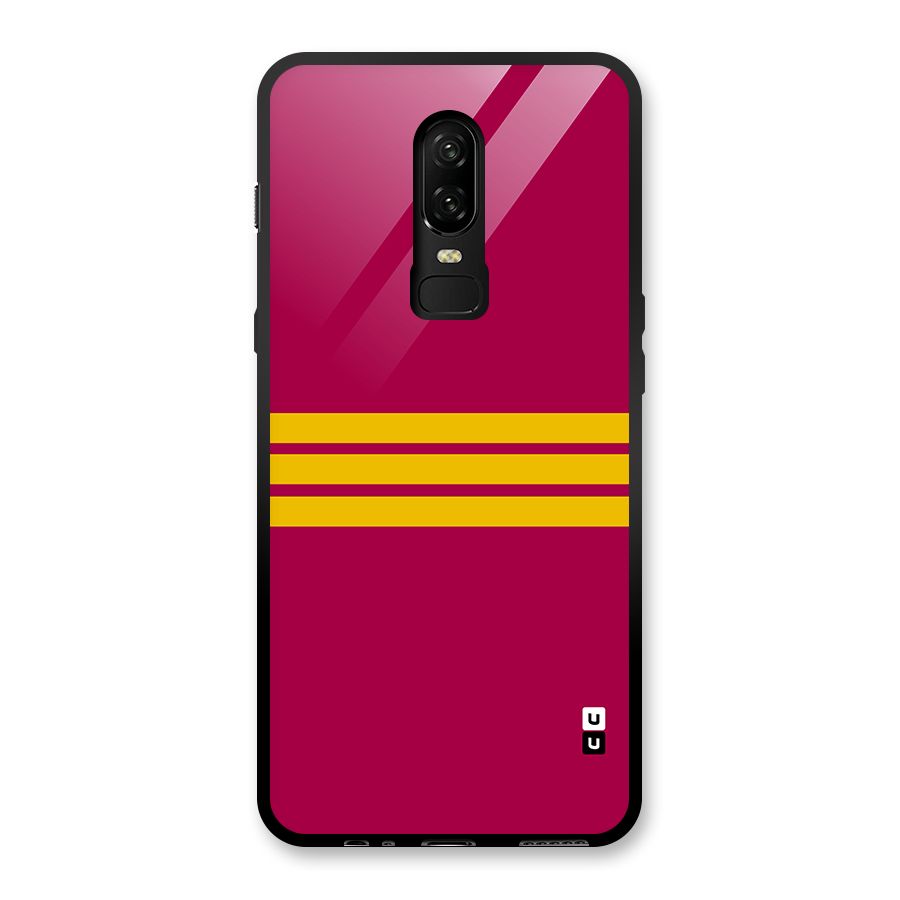 Horizontal Sports Stripes Glass Back Case for OnePlus 6