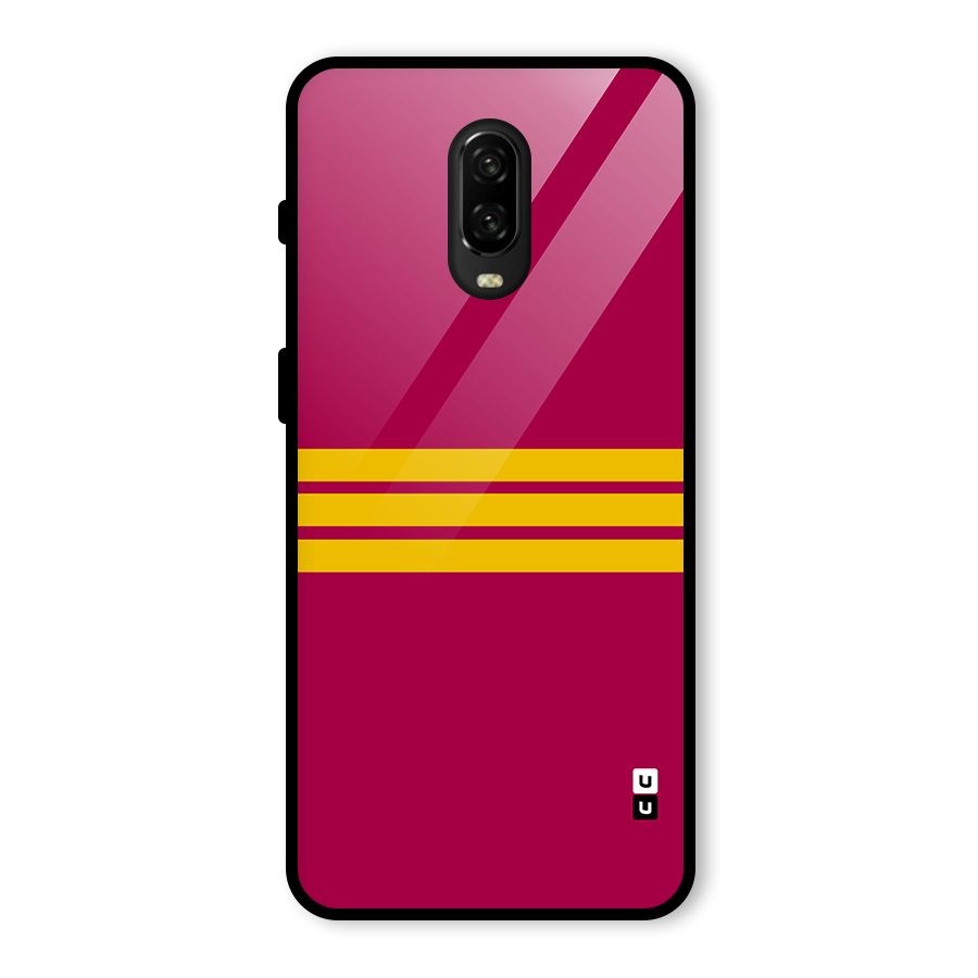 Horizontal Sports Stripes Glass Back Case for OnePlus 6T