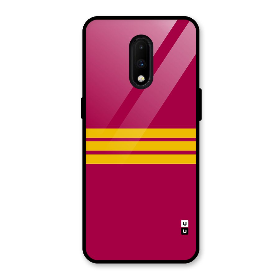Horizontal Sports Stripes Glass Back Case for OnePlus 7