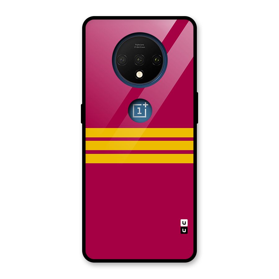 Horizontal Sports Stripes Glass Back Case for OnePlus 7T
