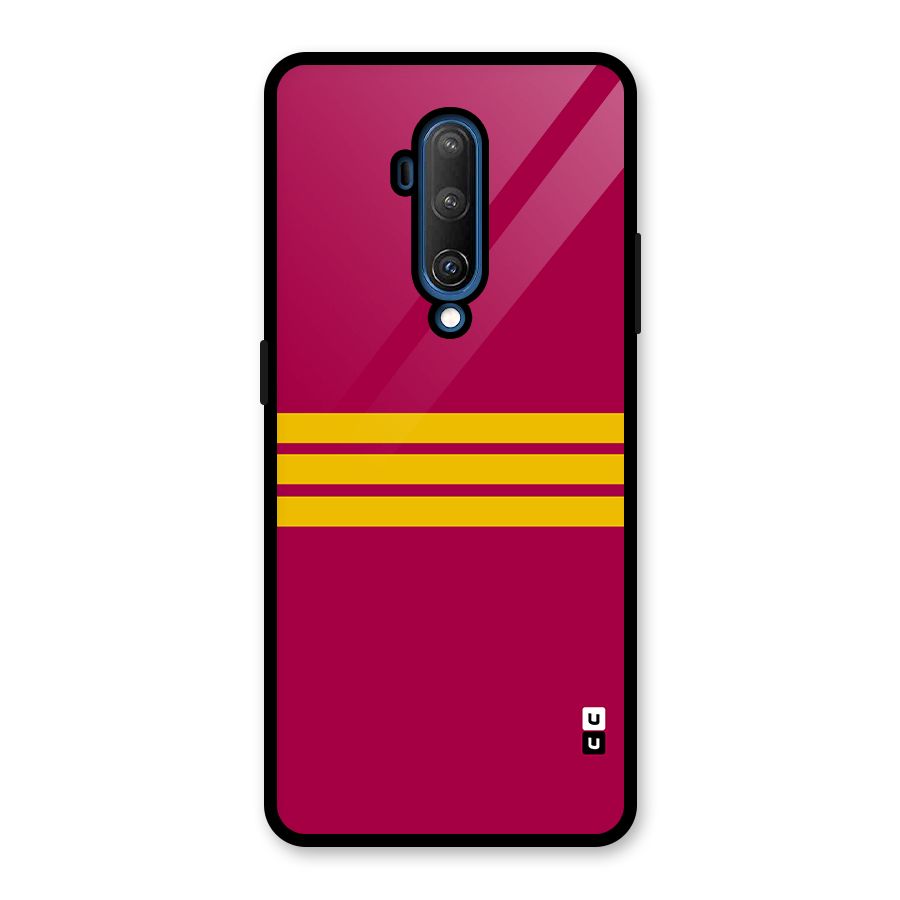 Horizontal Sports Stripes Glass Back Case for OnePlus 7T Pro