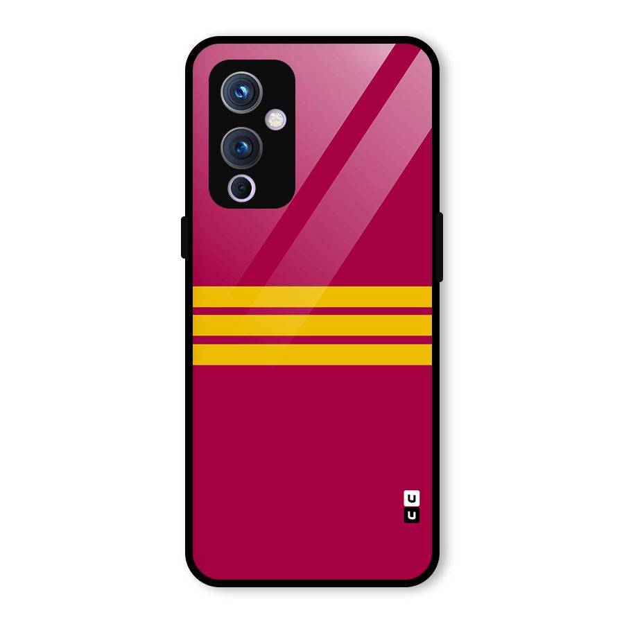 Horizontal Sports Stripes Glass Back Case for OnePlus 9
