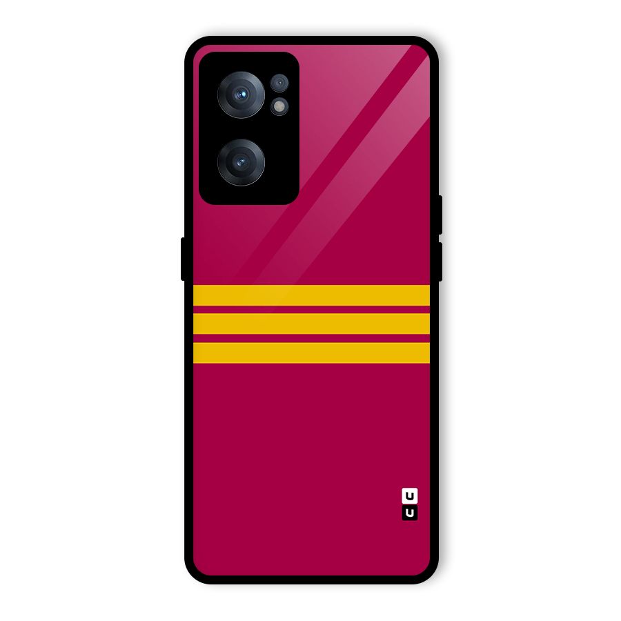Horizontal Sports Stripes Glass Back Case for OnePlus Nord CE 2 5G