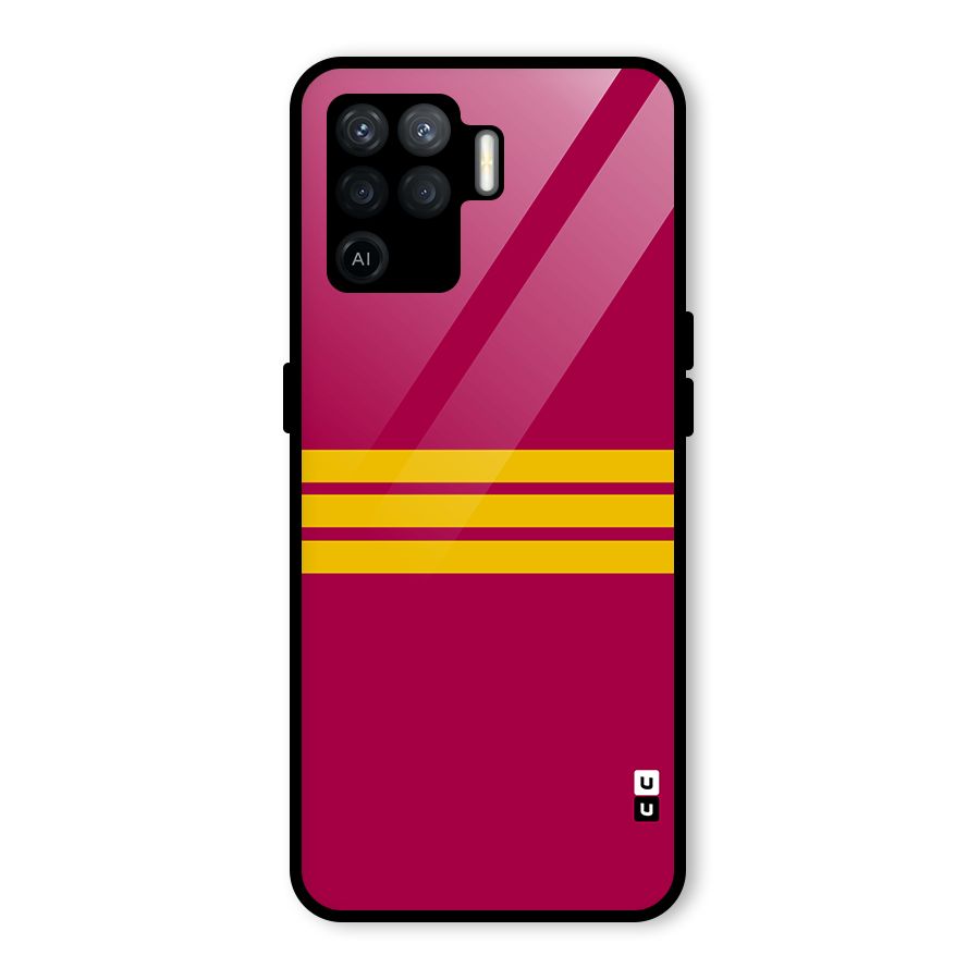 Horizontal Sports Stripes Glass Back Case for Oppo F19 Pro