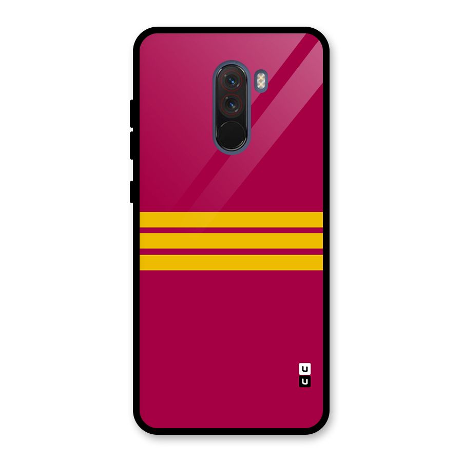 Horizontal Sports Stripes Glass Back Case for Poco F1