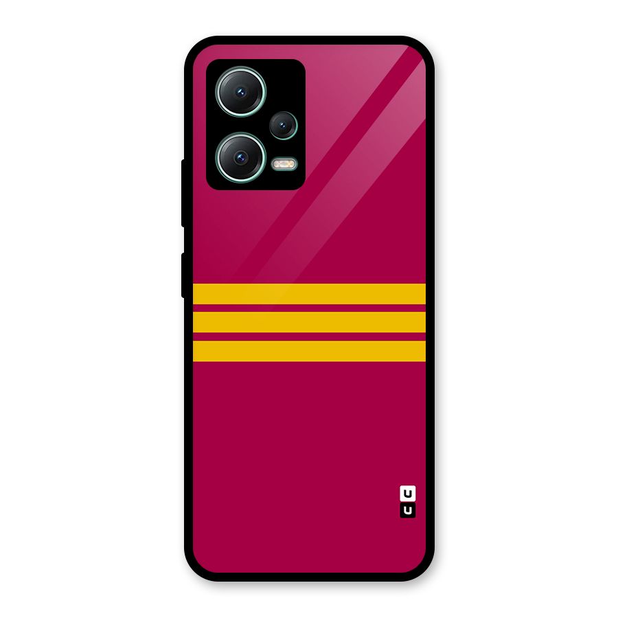 Horizontal Sports Stripes Glass Back Case for Poco X5