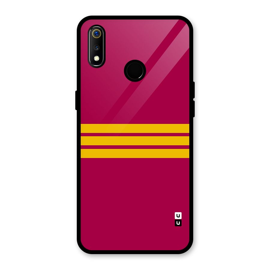 Horizontal Sports Stripes Glass Back Case for Realme 3