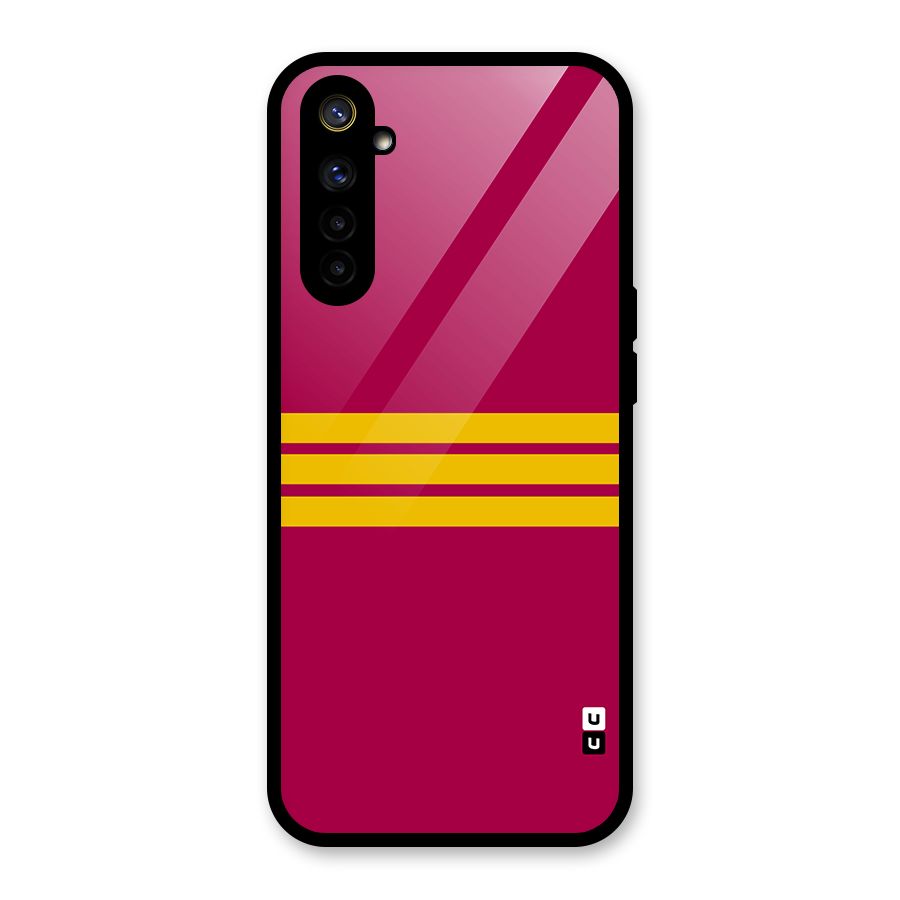 Horizontal Sports Stripes Glass Back Case for Realme 6i