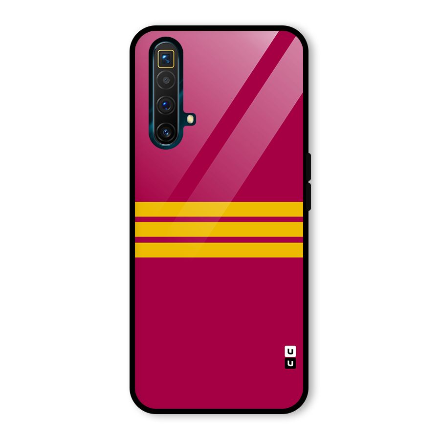 Horizontal Sports Stripes Glass Back Case for Realme X3