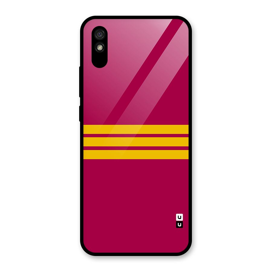 Horizontal Sports Stripes Glass Back Case for Redmi 9i