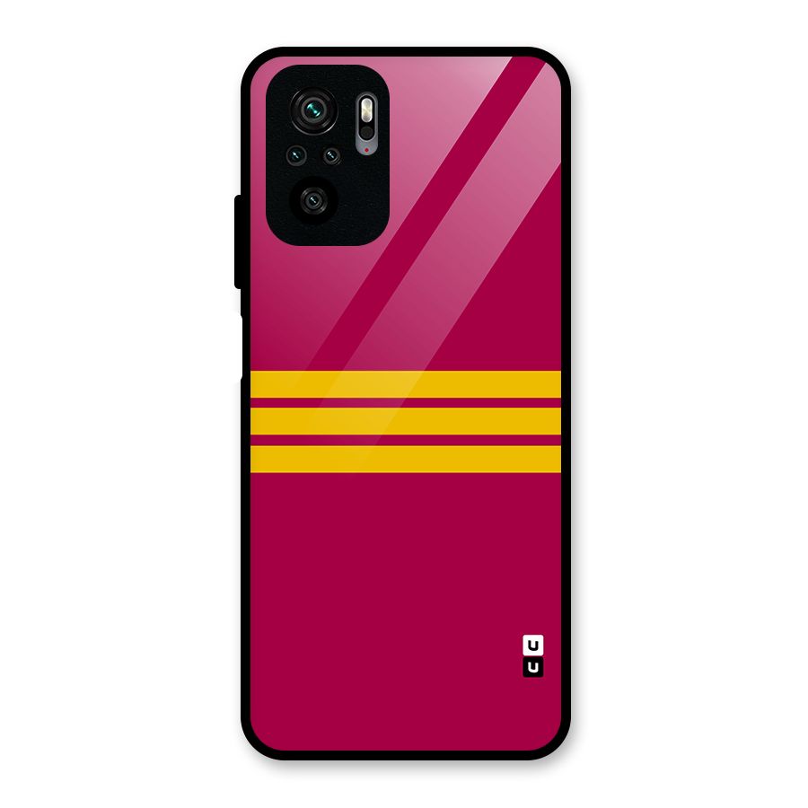 Horizontal Sports Stripes Glass Back Case for Redmi Note 10