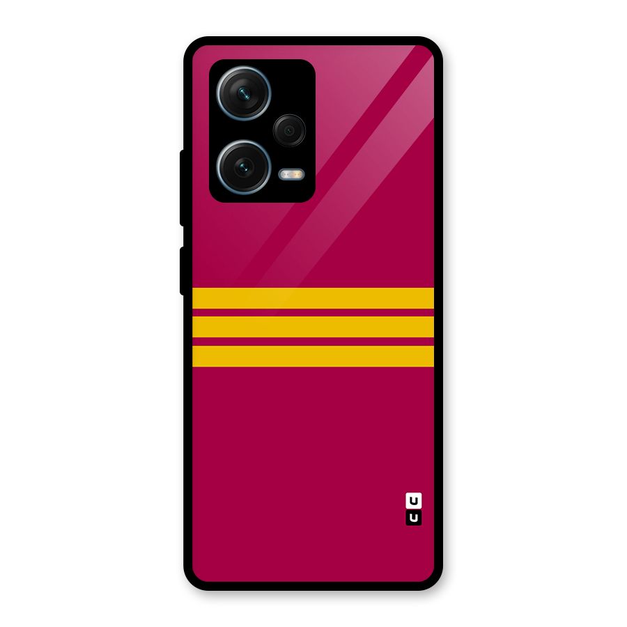 Horizontal Sports Stripes Glass Back Case for Redmi Note 12 Pro Plus 5G