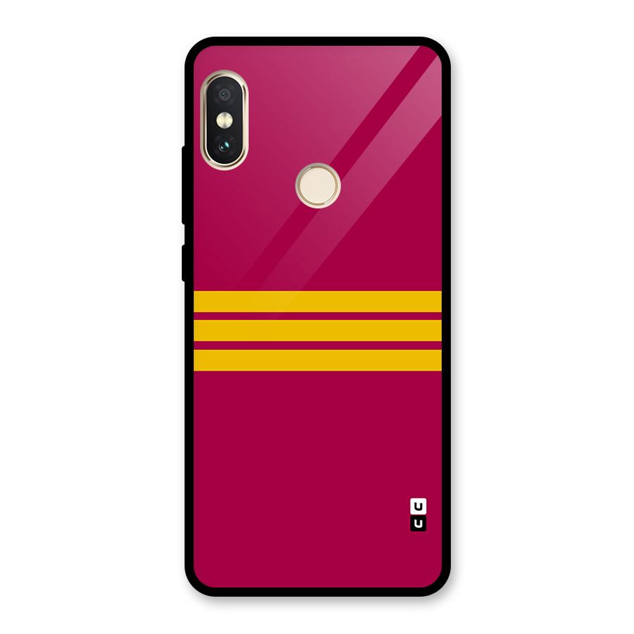 Horizontal Sports Stripes Glass Back Case for Redmi Note 5 Pro