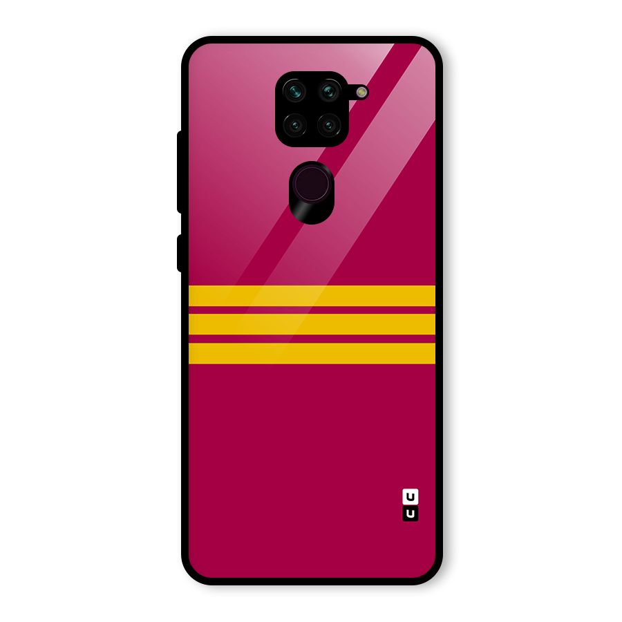 Horizontal Sports Stripes Glass Back Case for Redmi Note 9