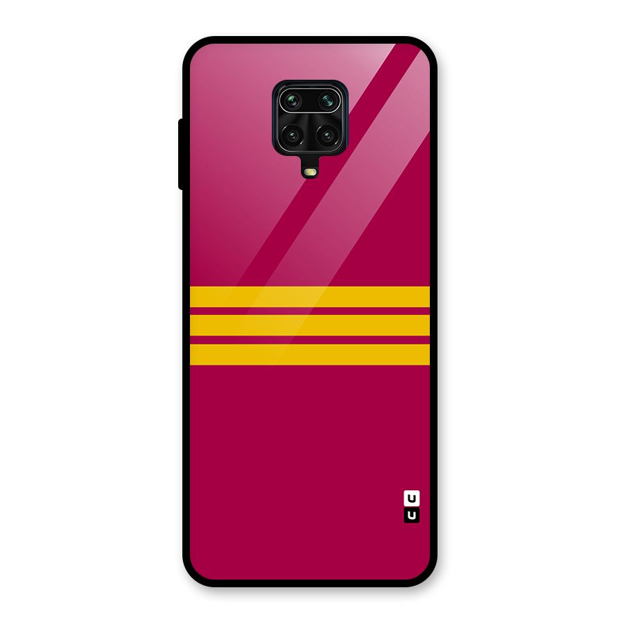 Horizontal Sports Stripes Glass Back Case for Redmi Note 9 Pro Max