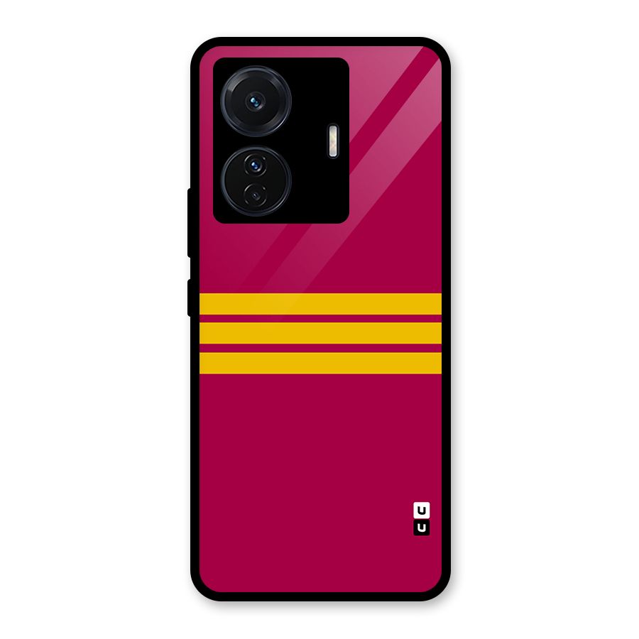 Horizontal Sports Stripes Glass Back Case for Vivo T1 Pro