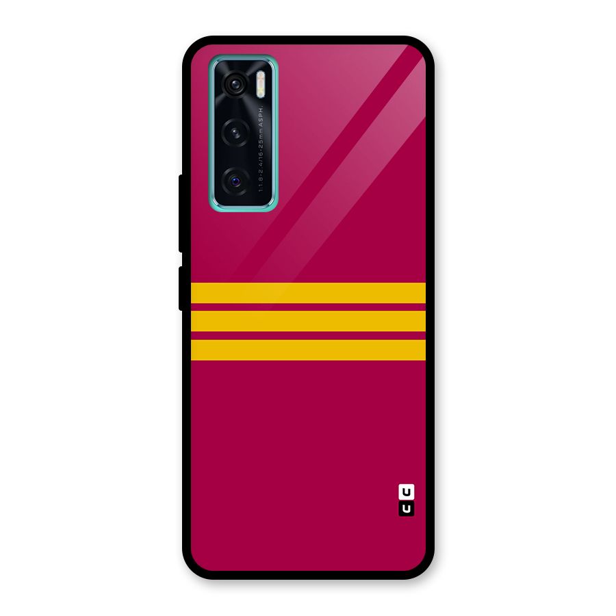 Horizontal Sports Stripes Glass Back Case for Vivo V20 SE