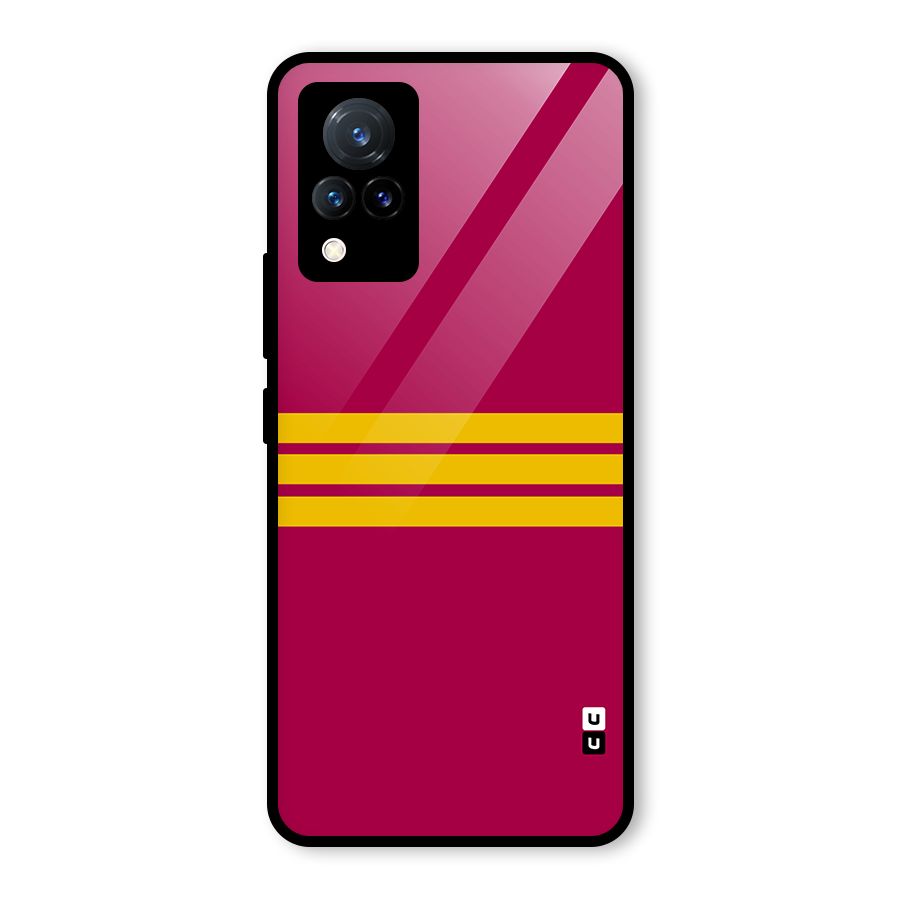 Horizontal Sports Stripes Glass Back Case for Vivo V21 5G