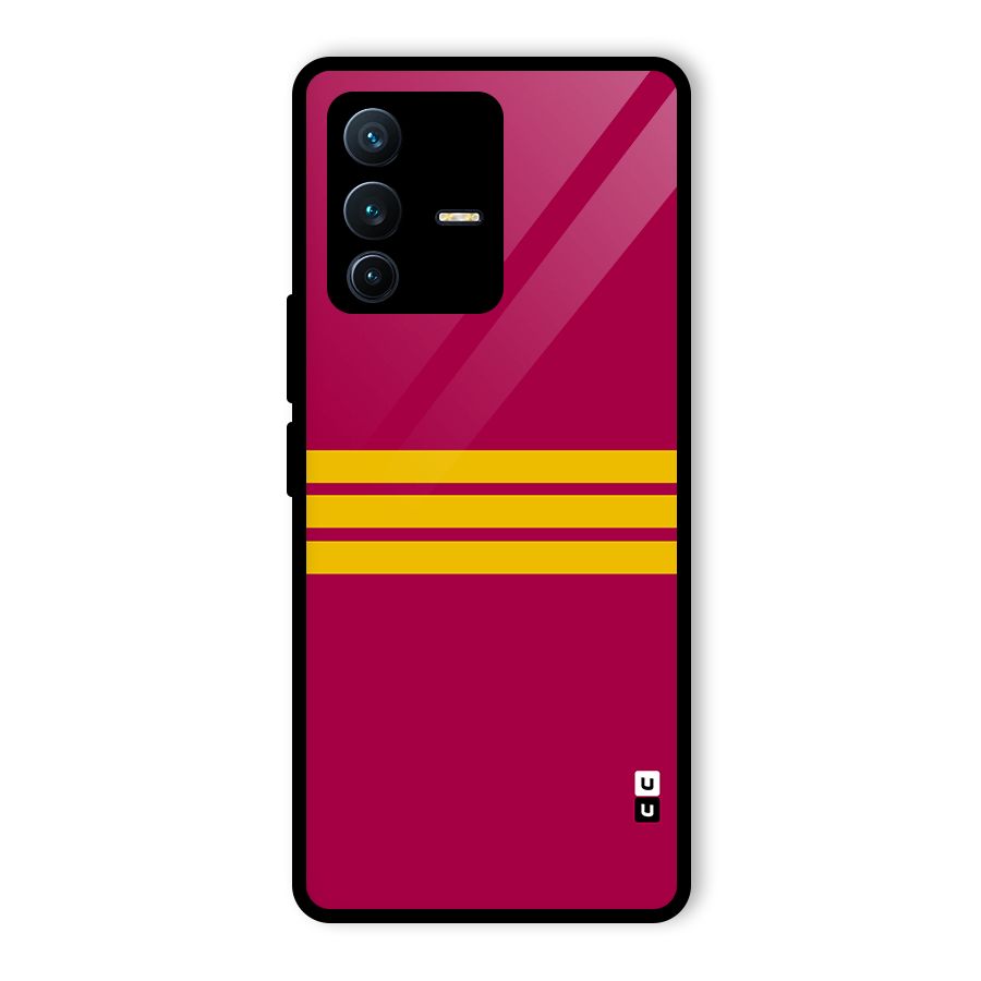 Horizontal Sports Stripes Glass Back Case for Vivo V23 Pro