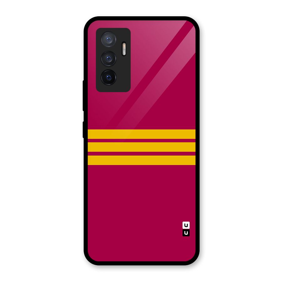 Horizontal Sports Stripes Glass Back Case for Vivo V23e