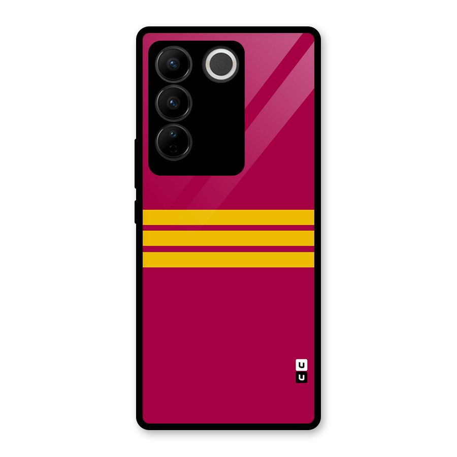 Horizontal Sports Stripes Glass Back Case for Vivo V27
