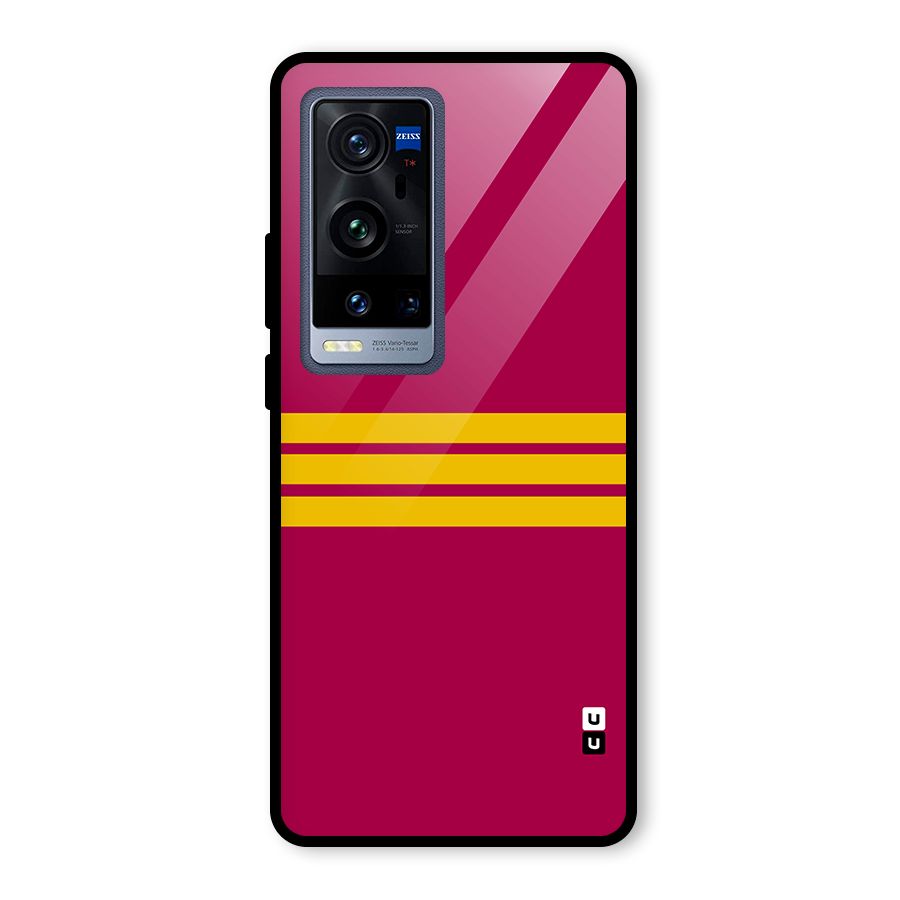Horizontal Sports Stripes Glass Back Case for Vivo X60 Pro Plus