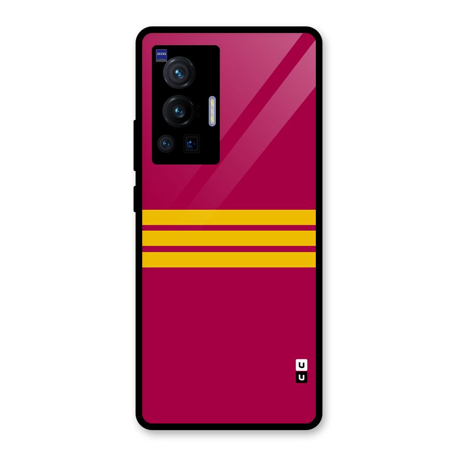 Horizontal Sports Stripes Glass Back Case for Vivo X70 Pro