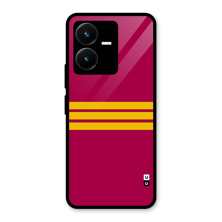 Horizontal Sports Stripes Glass Back Case for Vivo Y22