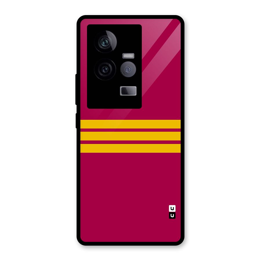 Horizontal Sports Stripes Glass Back Case for Vivo iQOO 11 5G