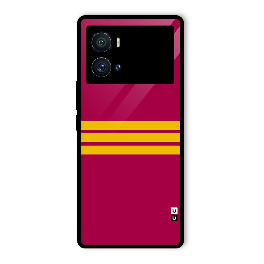 Horizontal Sports Stripes Glass Back Case for Vivo iQOO 9 Pro