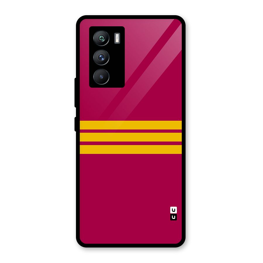 Horizontal Sports Stripes Glass Back Case for Vivo iQOO 9 SE