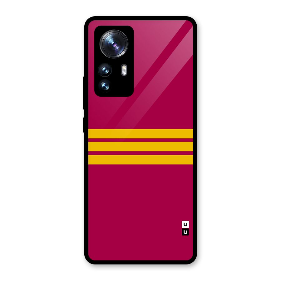 Horizontal Sports Stripes Glass Back Case for Xiaomi 12 Pro