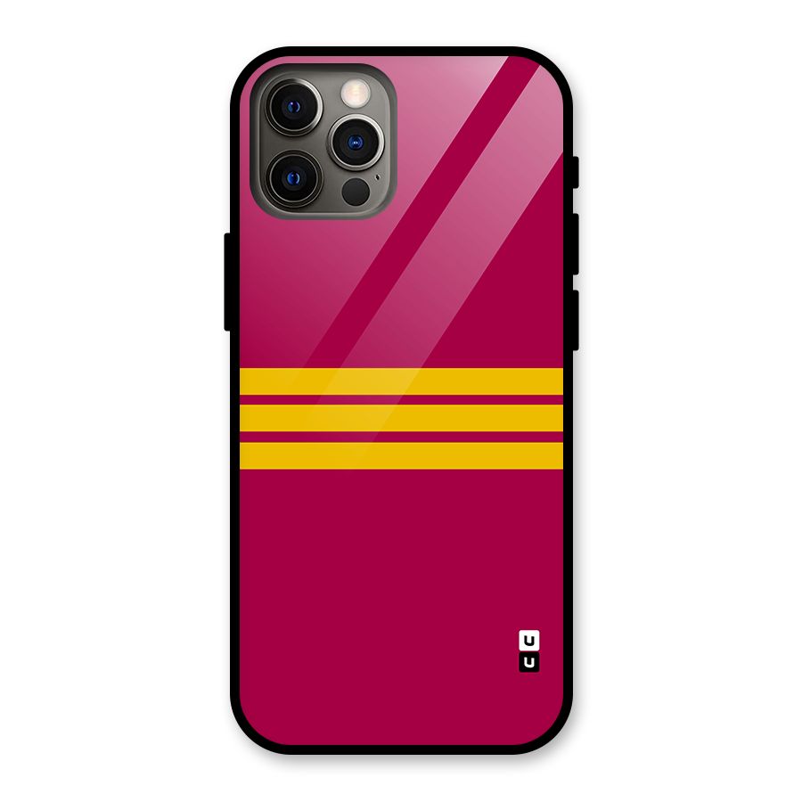 Horizontal Sports Stripes Glass Back Case for iPhone 12 Pro