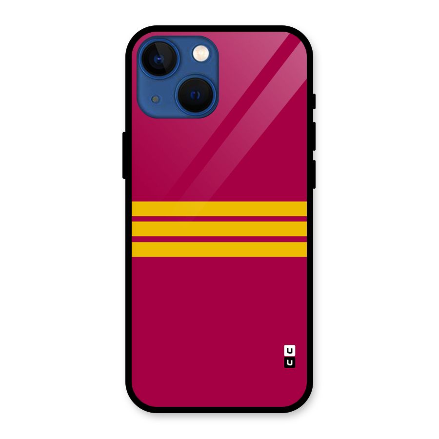 Horizontal Sports Stripes Glass Back Case for iPhone 13 Mini