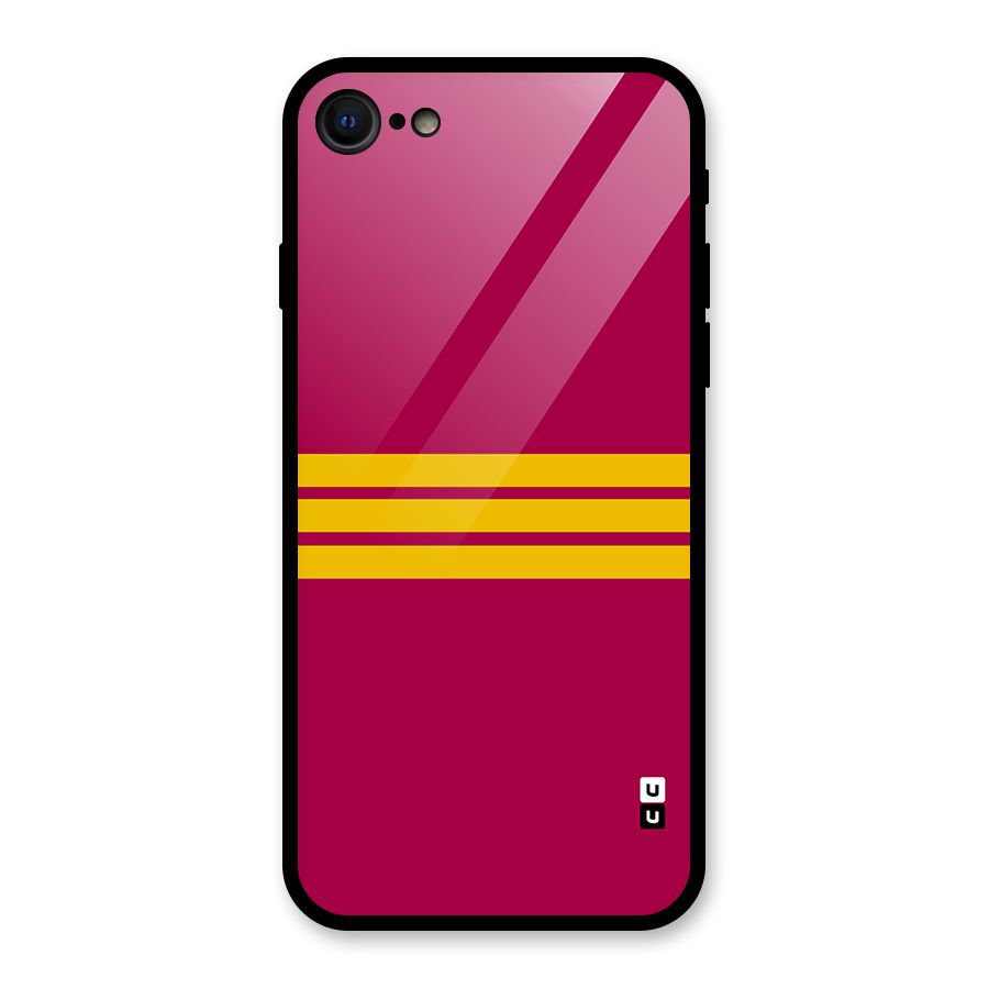 Horizontal Sports Stripes Glass Back Case for iPhone 7