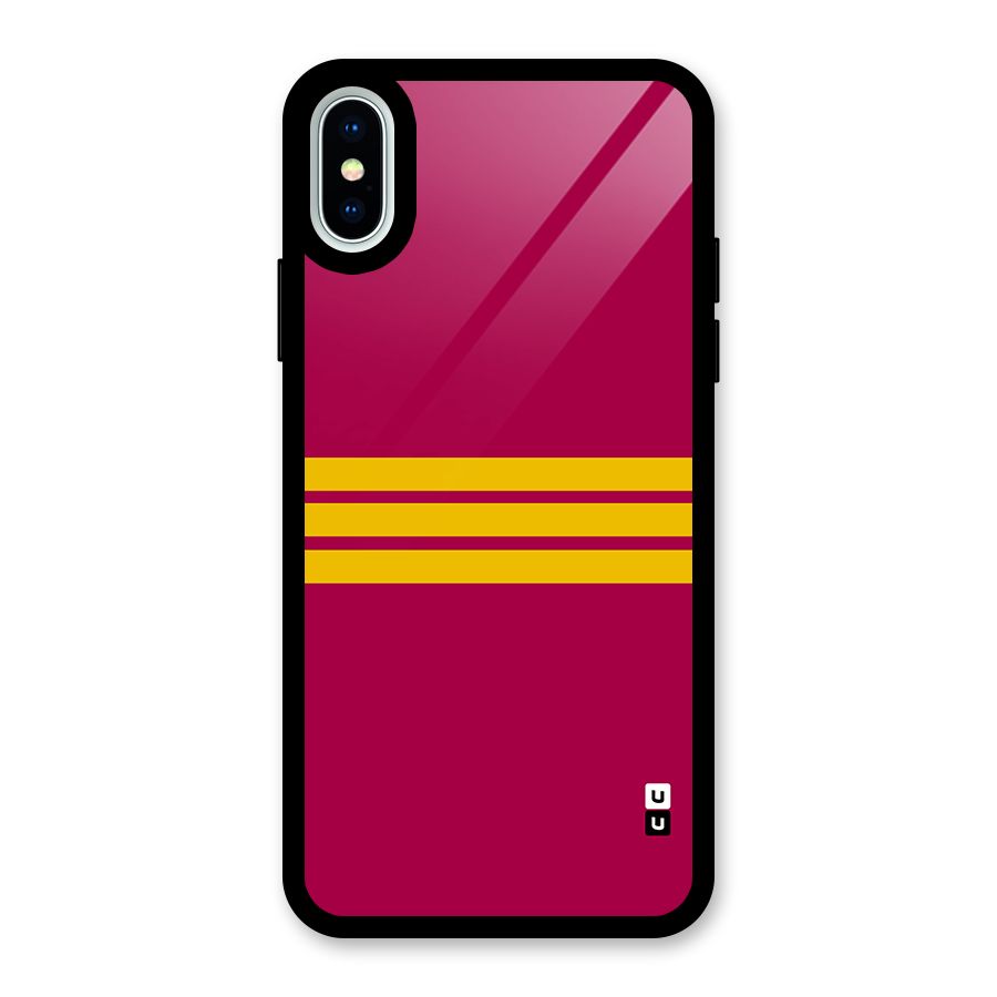 Horizontal Sports Stripes Glass Back Case for iPhone XS